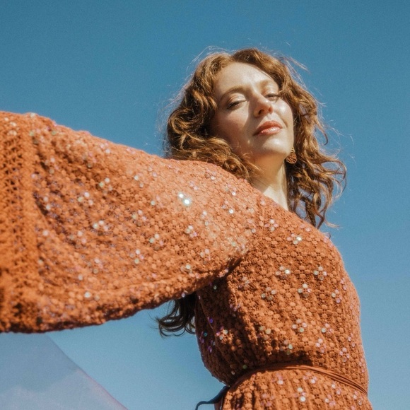 Burnt Orange Sequined Crochet Dress size XS/S by Sundress - Picture 9 of 13